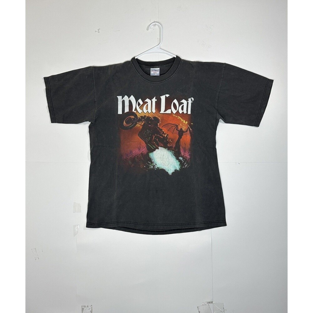 MEATLOAF CONCERT TOUR 2002 T SHIRT Size XL BLACK VINTAGE BAND Tee Distressed